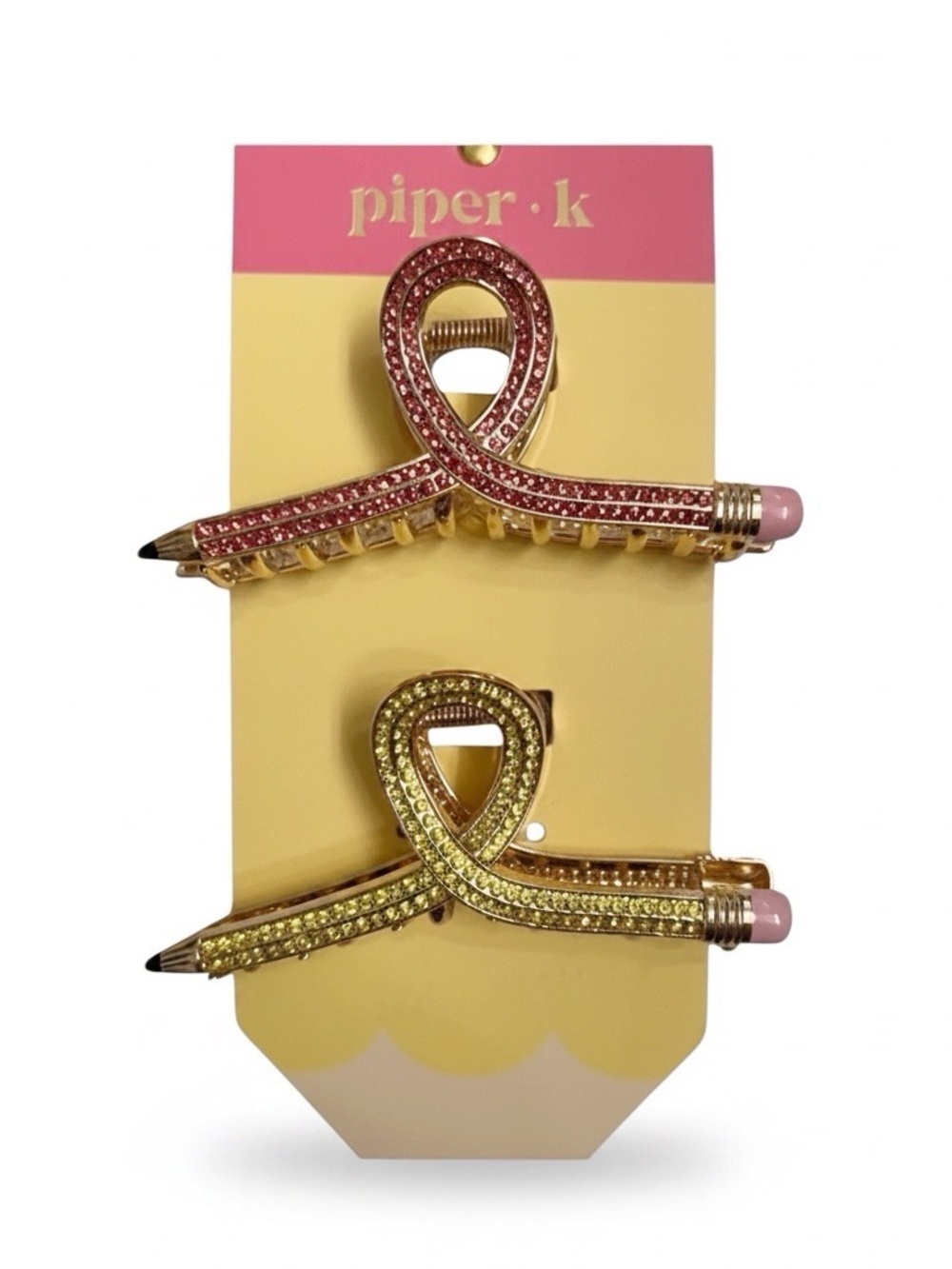 Piper K TikTok Viral Rhinestone Pencil Shaped Large Metal Claw Hair Clips